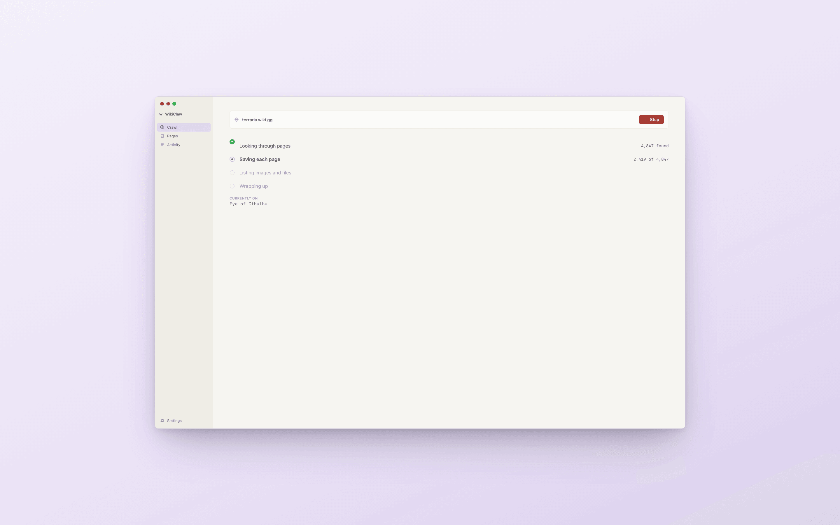 Running view with vertical step list